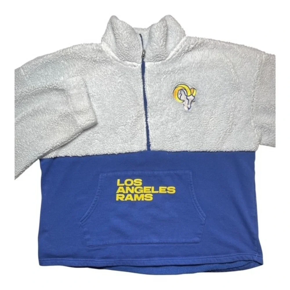 NFL Women's Sz XXL Los Angeles Rams Half-Zip Sherpa Pullover Football Logo -2269